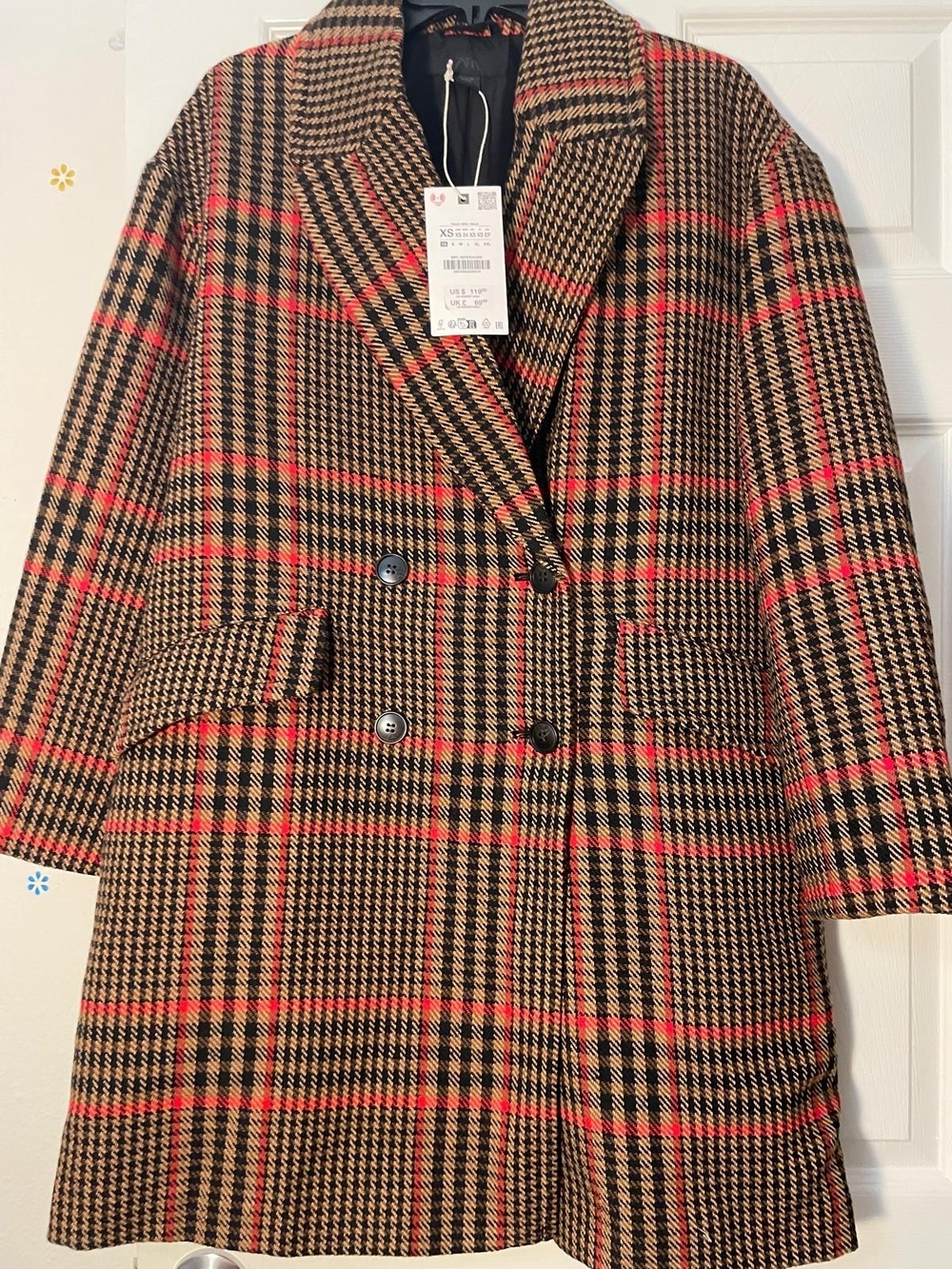 ZARA Oversized Plaid Coat